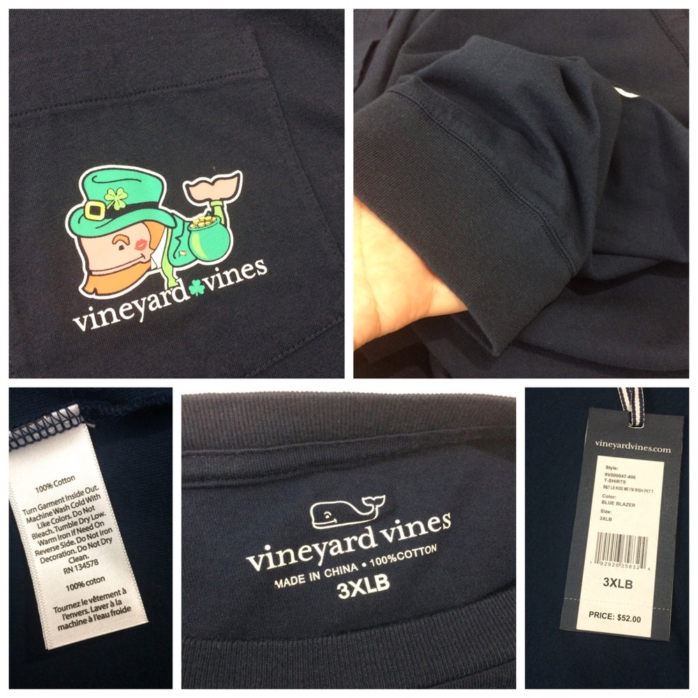 Vineyard Vines Mens Kiss Me I'm Irish T-Shirt - Picture 8 of 8